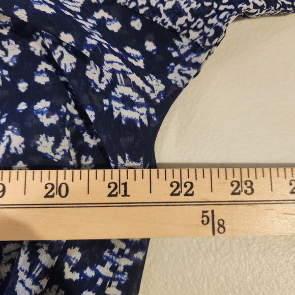 LOFT Womens Navy Blue White Aztec Print Belted Midi Dress Size Medium NEW Summer - Picture 9 of 12